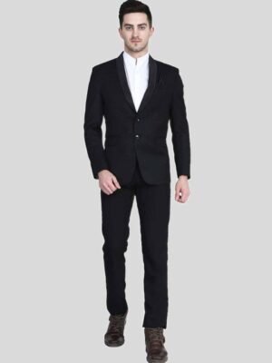 TAHVO Men Black Solid Single-Breasted Two-Piece Suit
