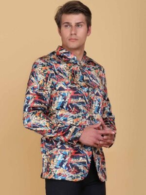 TAHVO Men Printed Slim Fit Single-Breasted Two-Piece Suit