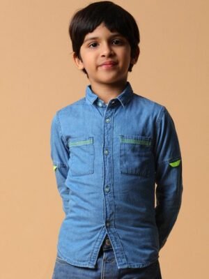 TALES & STORIES Boys Regular Fit Long Sleeves Spread Collar Cotton Casual Shirt
