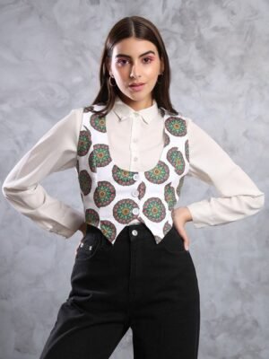 TANDUL Geometric Printed Single-Waisted Waistcoat