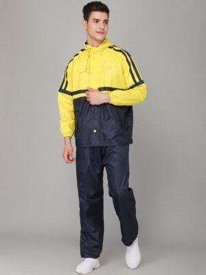 THE CLOWNFISH Leo Men Blue & Yellow Waterproof Double Layer Raincoat
