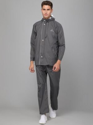 THE CLOWNFISH Viner Pro Grey Solid Double Layer Waterproof Rain Suit