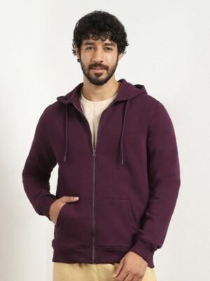 The Roadster Lifestyle Co. Men Solid Full Sleeve Casual Zipper Hoodie Sweatshirts