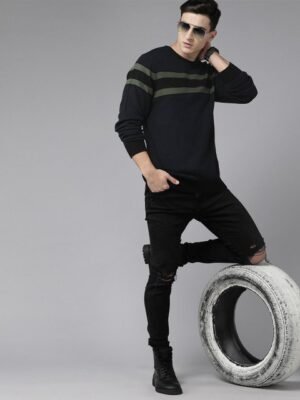 The Roadster Lifestyle Co. Men Striped Acrylic Pullover