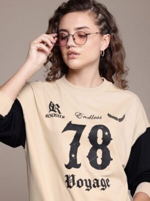 The Roadster Lifestyle Co. Printed Contrast Sleeves Sweatshirt