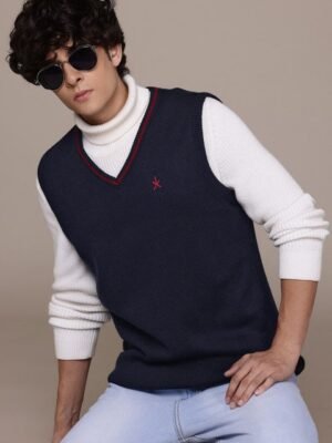 The Roadster Lifestyle Co. Ribbed Longline Pure Acrylic Sweater Vest