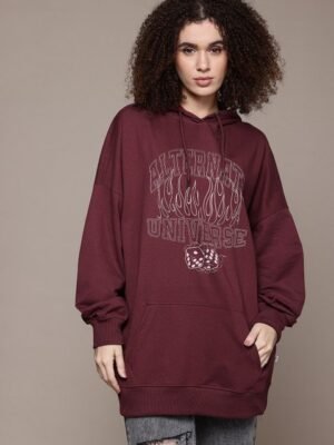 The Roadster Lifestyle Co. Typography Print Hooded Longline Sweatshirt