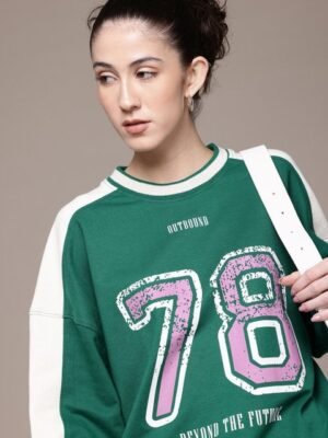 The Roadster Lifestyle Co. Women Printed Relaxed Sweatshirt