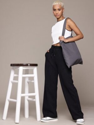 The Roadster Lifestyle Co. Women Textured Loose Fit Trousers