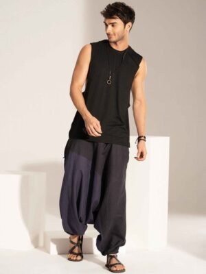 The Veshti Company Men Colourblocked Pure Cotton Pleated Ankle-Length Harem Pants