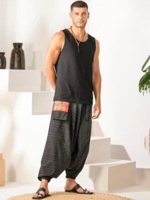 The Veshti Company Men Striped Pure Cotton Harem Pants