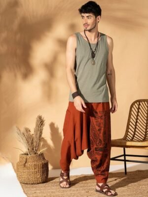 The Veshti Company Men Tribal Printed Pure Cotton Harem Pants