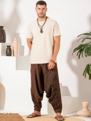 The Veshti Company Men Tribal Printed Pure Cotton Loose-Fit Harem Pants