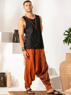 The Veshti Company Men Tribal Printed Pure Cotton Pleated Ankle-Length Harem Pants