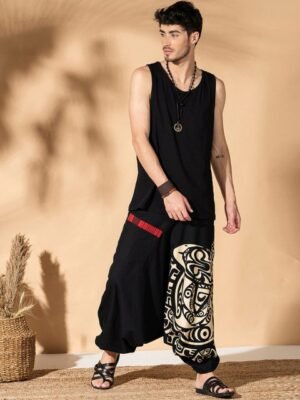 The Veshti Company Men Tribal Printed Pure Cotton Pleated Ankle-Length Harem Pants