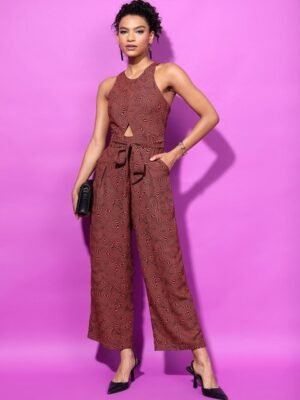 Tokyo Talkies Women's Printed Basic Sleeveless Jumpsuit