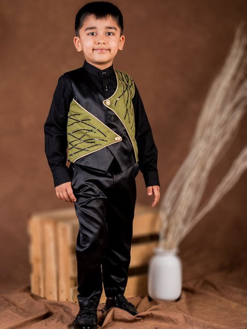 TOPLOVE Boys Embroidered Three-Piece Suit