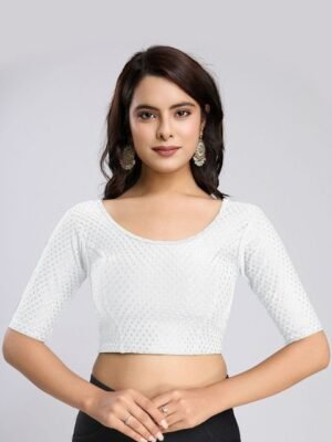 Trendmalls Women Cotton and Elastane Stitched Saree Blouse