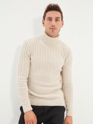 Trendyol Men Off White Striped Pullover