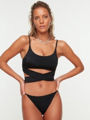 Trendyol Women Black Solid Swim Bottoms