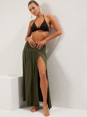 Trendyol Women Slit Tie-Detailed Knitted Maxi Beach Skirt