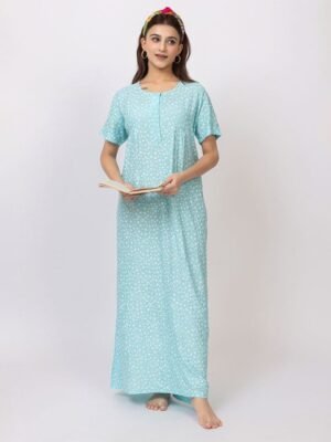 TRUDO Women Floral Printed Pure Cotton Maxi Nightdress