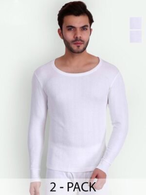 T.T. Elite Pack Of 2 Ribbed Round Neck Long Sleeves Thermal Top