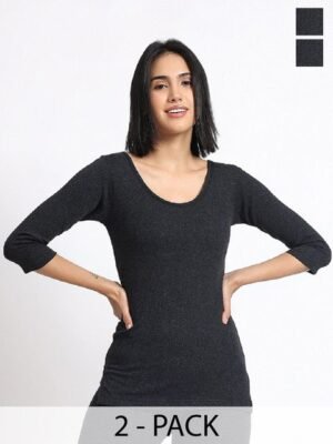 T.T. Pack Of 2 Cotton Rich With Elastomeric Finish Thermal Top