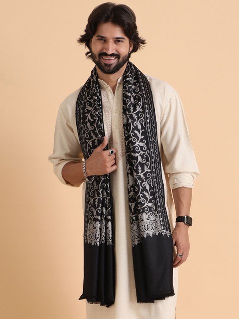 Tweedle Floral Embroidered Woollen Shawl