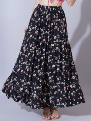 U&F Women Floral Printed Flared Maxi Skirts