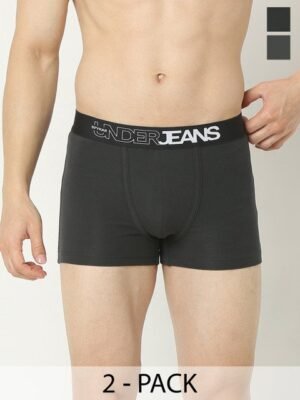 UnderJeans by Spykar Pack Of 2 Mid Rise Antimicrobial Trunk UJNPTC056DKGREYDKGREY
