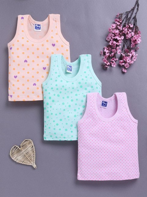 Unfab Infant Boys Assorted Pack Of 3 Printed Cotton Basic Vests W68-BOYS-VEST