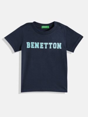 United Colors of Benetton Boys Pure Cotton Brand Logo Printed T-shirt