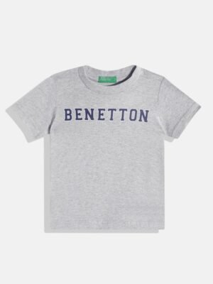 United Colors of Benetton Boys Pure Cotton Brand Logo Printed T-shirt