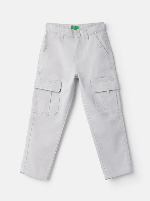 United Colors of Benetton Boys Smart Loose Fit Mid-Rise Cotton Trousers