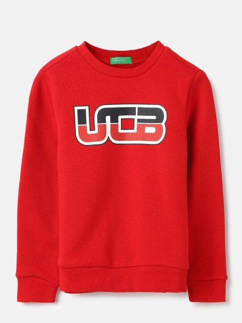 United Colors of Benetton Boys Typography Printed Round Neck Sweatshirt