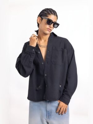 Urban Monkey Pure Cotton Old Money Ripped Shacket
