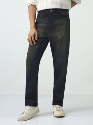 Urbano Fashion Men Straight Fit Mid-Rise Heavy Fade Stretchable Jeans