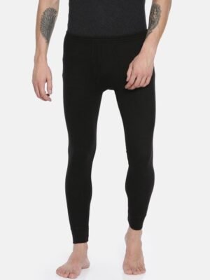U.S. Polo Assn. Men Black Solid Thermal Bottoms