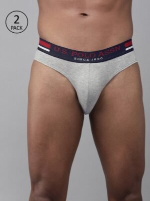 U.S. Polo Assn. Men Pack of 2 Grey Melange Solid Briefs Y9I006-003-P2-S