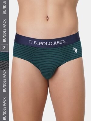 U.S. Polo Assn. Men Pack Of 2 Striped Anti Bacterial Basic Briefs