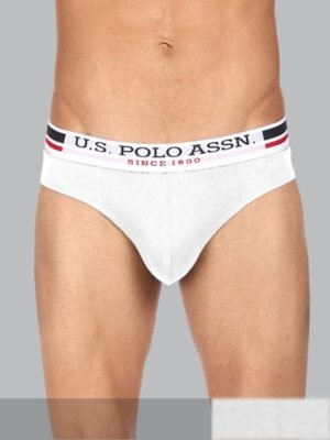 U.S. Polo Assn. Men White Solid Cotton Briefs