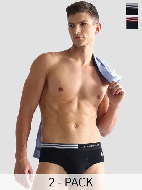 U.S. Polo Assn. Pack Of 2 Cotton Knitted Briefs OEB06-GO0-P2