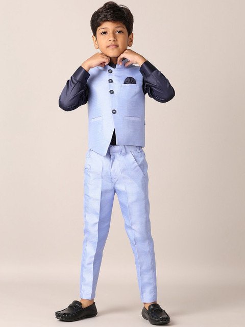 V-Mart Boys Single-Breasted Mandarin Collar Sleeveless Three-Piece Suits