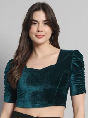 VAARARO Sweetheart Neck Stretchable Velvet Saree Blouse