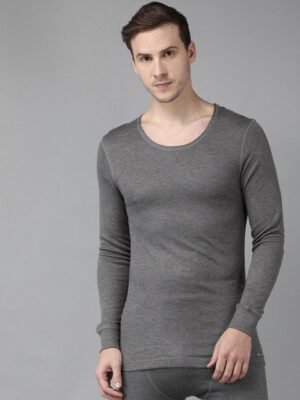 Van Heusen Innerwear Men Grey Solid Warmtech Extra Warm Thermal Top