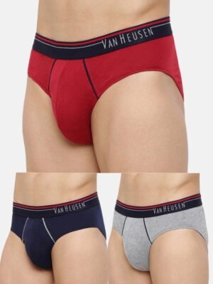 Van Heusen Innerwear Men Multicolour Pack of 3 Solid Antibacterial Colour Fresh Briefs