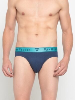 Van Heusen Innerwear Men Navy Melange Solid Colour Fresh Ultra Soft Brief 6968570