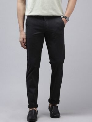 Van Heusen Men Slim Fit Self Design Textured Chinos Semi Formal Trousers