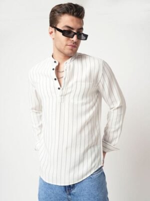 VASTRADO Men Striped Thread Work Kurta